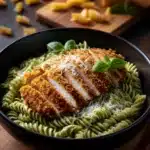 Pesto Pasta with Crispy Parmesan Chicken Recipe
