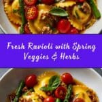 Ravioli With Tomatoes Asparagus Garlic And Herbs Recipe