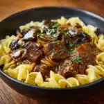 Tender Crockpot Beef Tips with Noodles Recipe