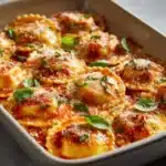 Easy Tomato Spinach Ravioli Bake Recipe