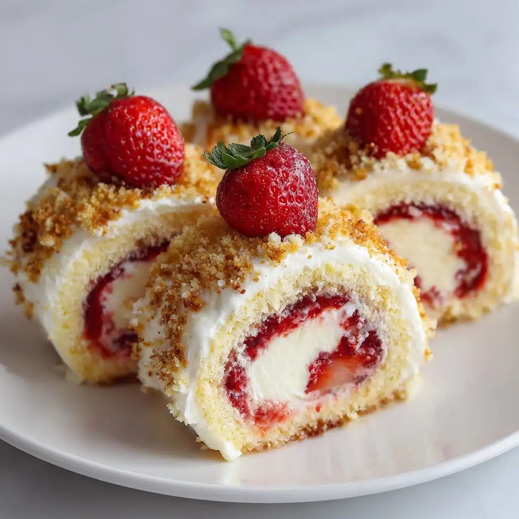 Strawberry Shortcake Cheesecake Dessert Sushi Rolls Recipe - Recipe Image
