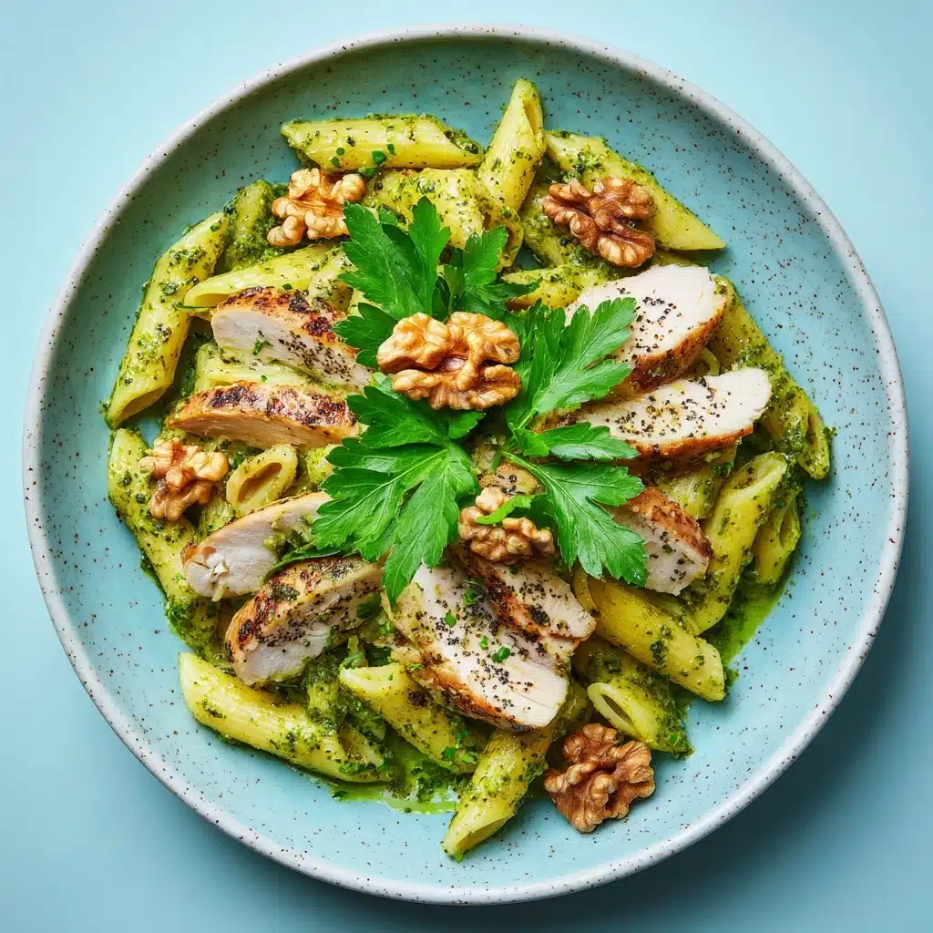 Chicken & Vegetable Penne with Parsley-Walnut Pesto Recipe
