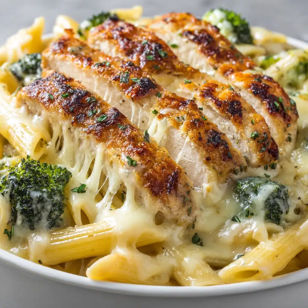 Tuscan Chicken with Creamy Broccoli Alfredo Penne Recipe
