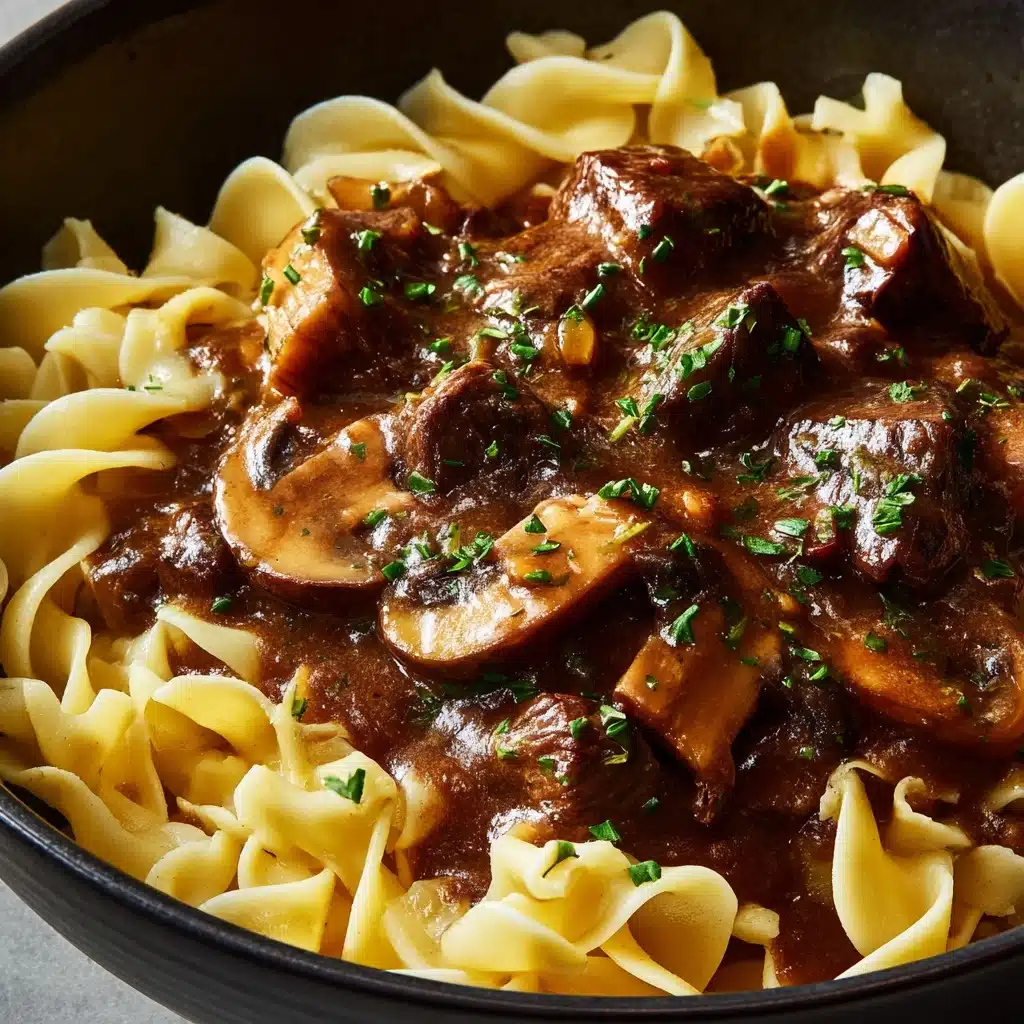 Tender Crockpot Beef Tips with Noodles Recipe - Recipe Image