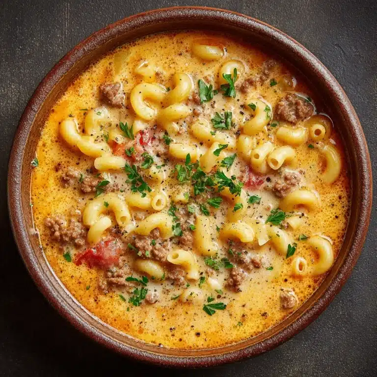 One-Pot Macaroni Cheeseburger Soup Recipe