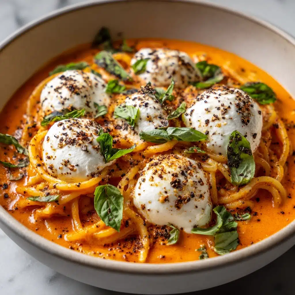 Creamy Red Pepper Pasta with Burrata and Herbs Recipe