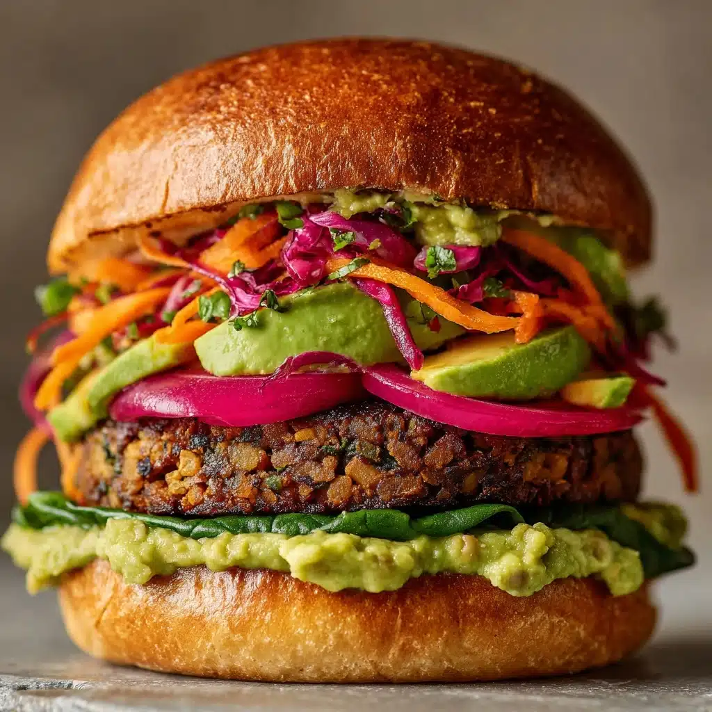 Lentil-Chickpea Veggie Burgers with Avocado Green Harissa Recipe - Recipe Image