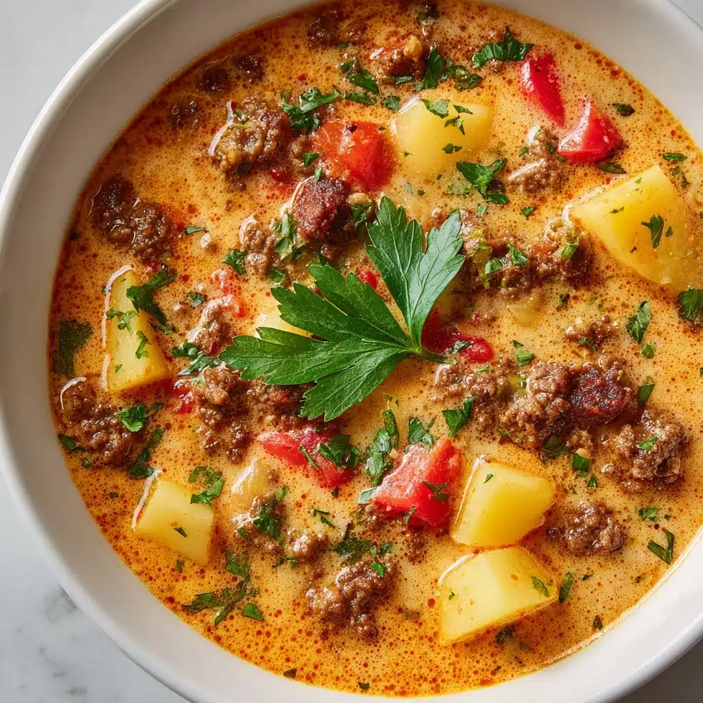Creamy Slow Cooker Cheeseburger Soup Recipe - Recipe Image