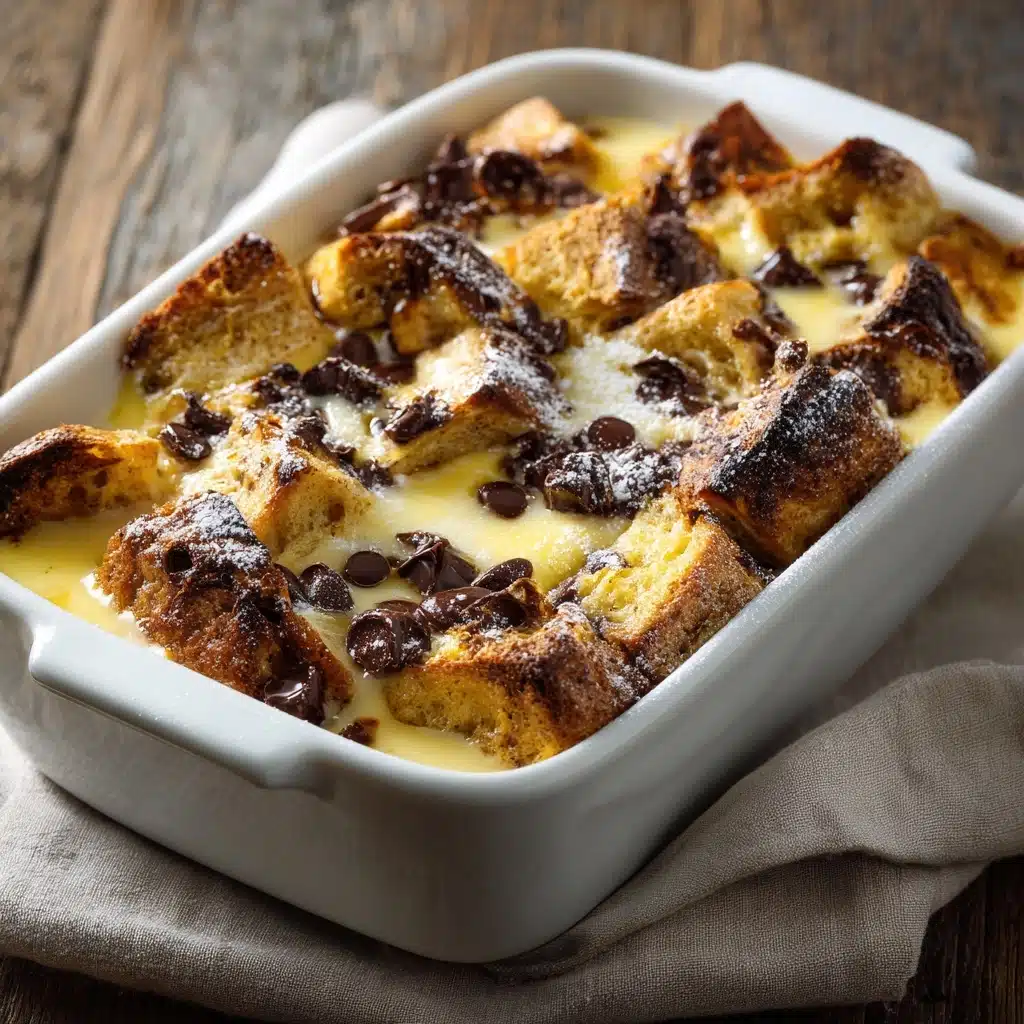 Chocolate Chip Bread Pudding with Cream Sauce Recipe