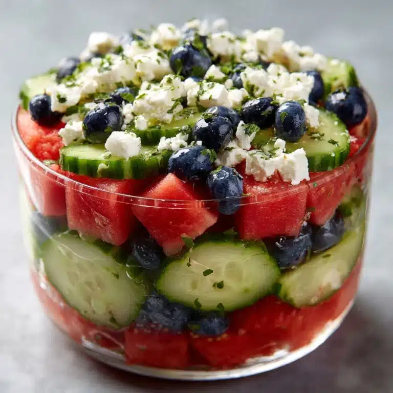 Watermelon Feta Salad with Cucumber and Blueberries Recipe