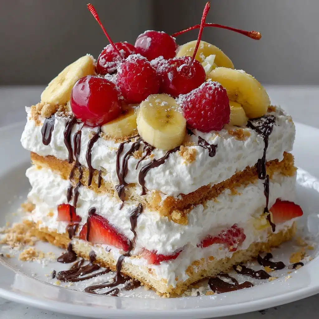 No-Bake Banana Split Cake Recipe - Recipe Image