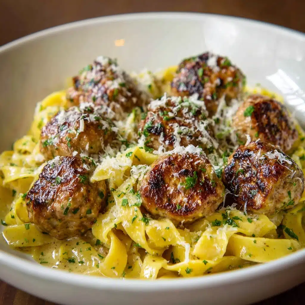 Garlic Butter Chicken Bites with Creamy Parmesan Pasta Recipe - Recipe Image