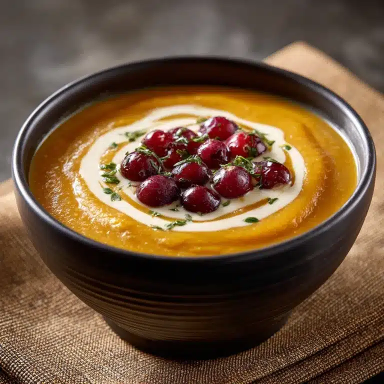 Roasted Butternut Squash Soup with Cream Cheese and Cranberries Recipe
