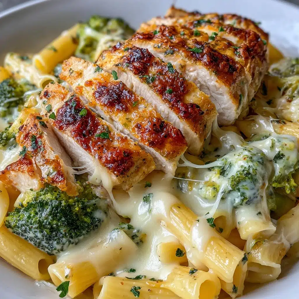 Tuscan Chicken with Creamy Broccoli Alfredo Penne Recipe - Recipe Image