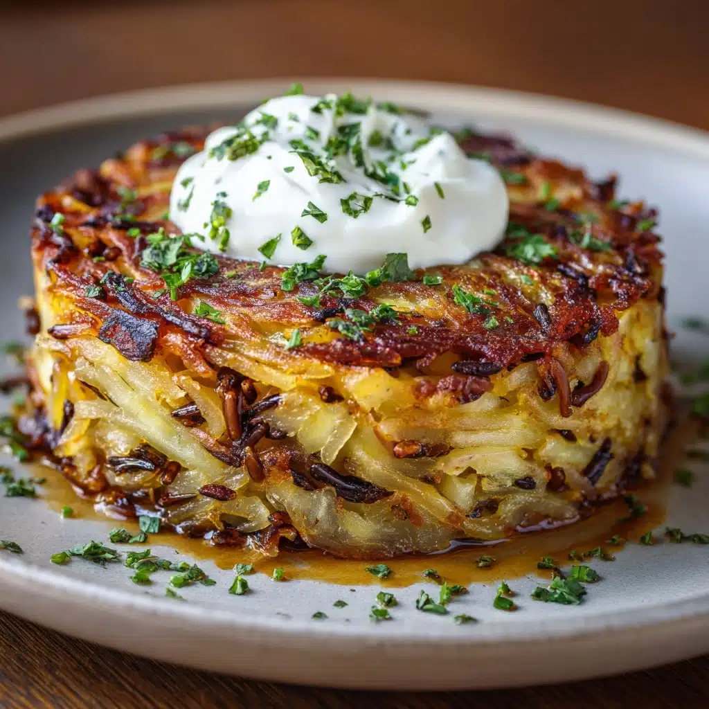Potato-Parsnip Rosti with Caramelized Onion Sour Cream Recipe - Recipe Image