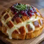 Garlic Herb Sourdough Bread Stuffed with Brie and Cranberry Sauce Recipe