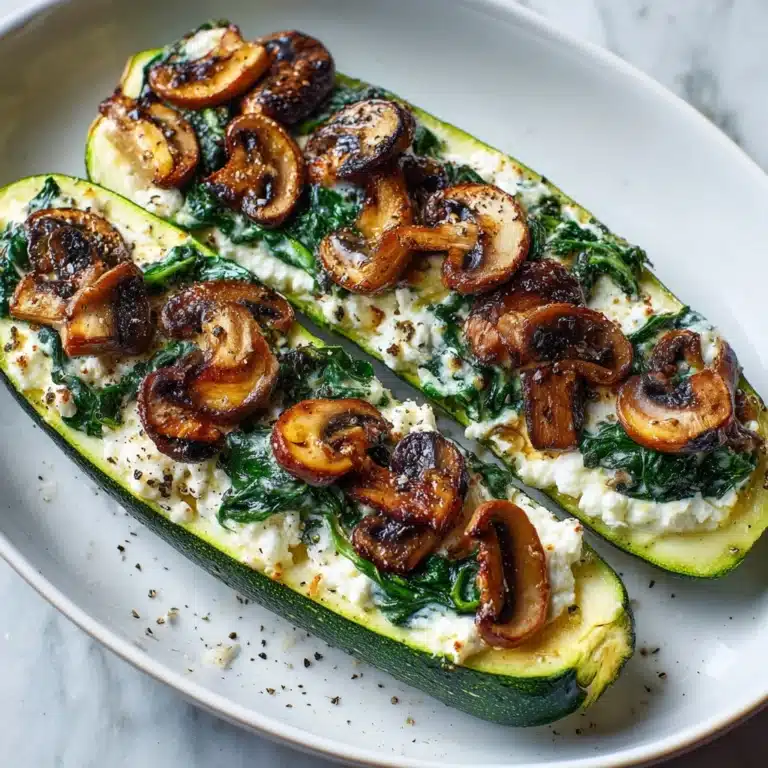 Spinach, Mushroom, and Ricotta Stuffed Zucchini Recipe