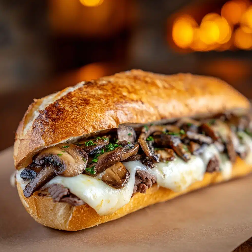 Philly Cheese Steak Sandwich with Mushrooms Recipe - Recipe Image