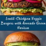 Lentil-Chickpea Veggie Burgers with Avocado Green Harissa Recipe