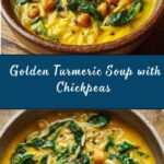 Golden Turmeric Soup with Chickpeas, Orzo, and Spinach Recipe
