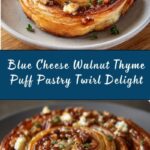 Blue Cheese Walnut Thyme Puff Pastry Twirl Recipe