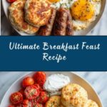 Breakfast Feast with Scrambled Eggs, Sausage Patties, Biscuits, and Tomatoes Recipe