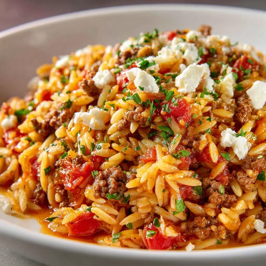 Greek-Style Orzo with Ground Beef Recipe - Recipe Image