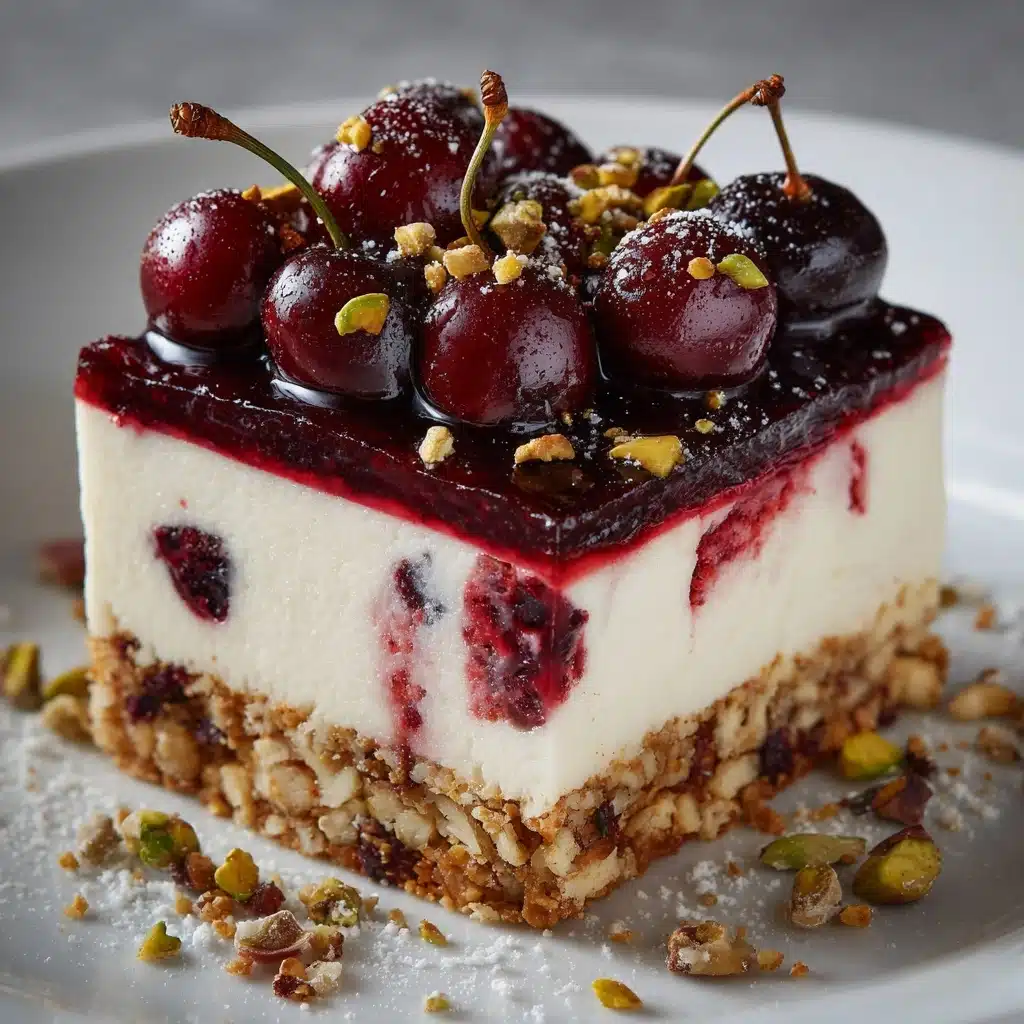 Heavenly Cherry Pistachio Cheesecake Bars Recipe - Recipe Image