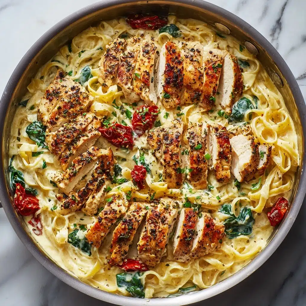 Creamy Chicken Pasta with Spinach and Sun-Dried Tomatoes Recipe - Recipe Image