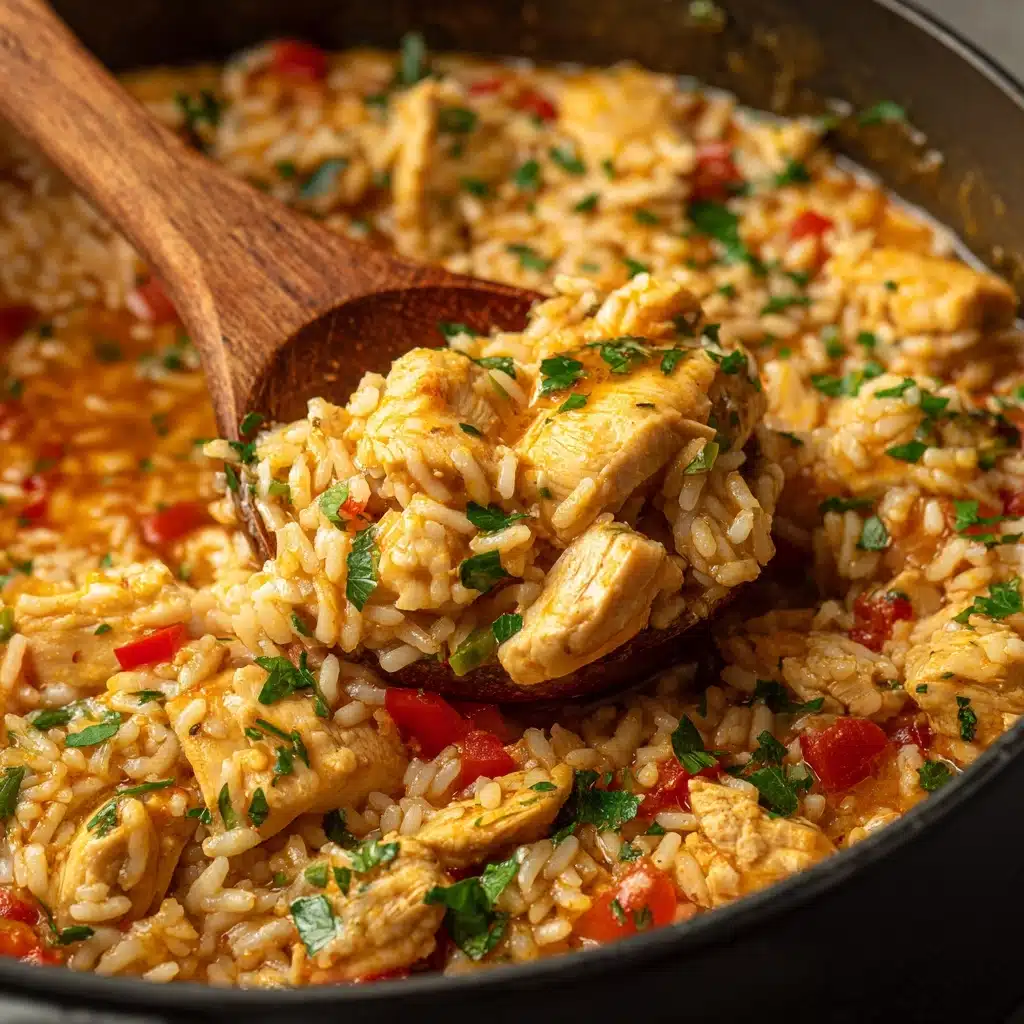 Easy One Pot Queso Chicken and Rice Recipe - Recipe Image