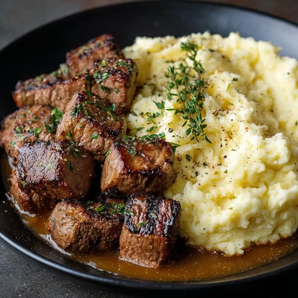 Garlic Butter Steak Bites and Mash Recipe - Recipe Image