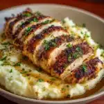 Garlic Parmesan Chicken & Steak Bake with Cheesy Loaded Mashed Potatoes Recipe