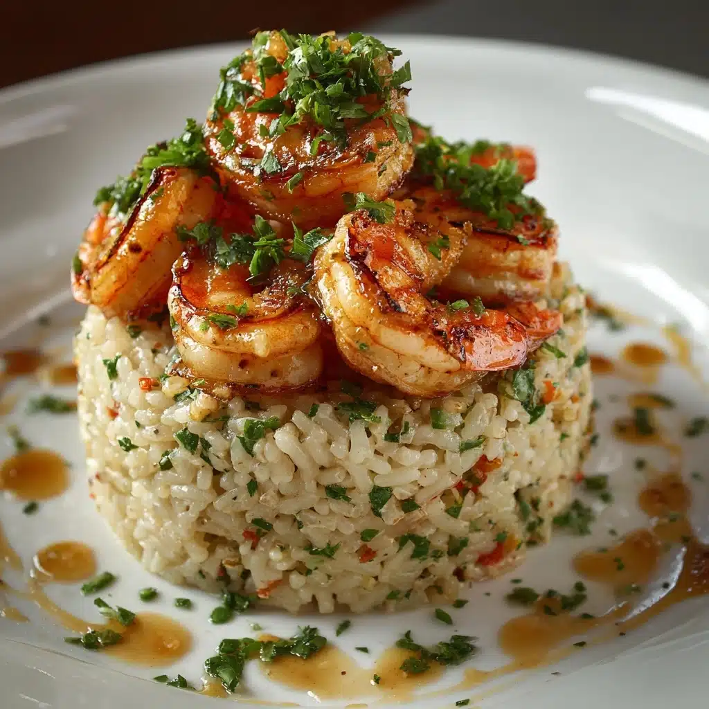 Garlic Butter Shrimp and Rice Stack Recipe - Recipe Image