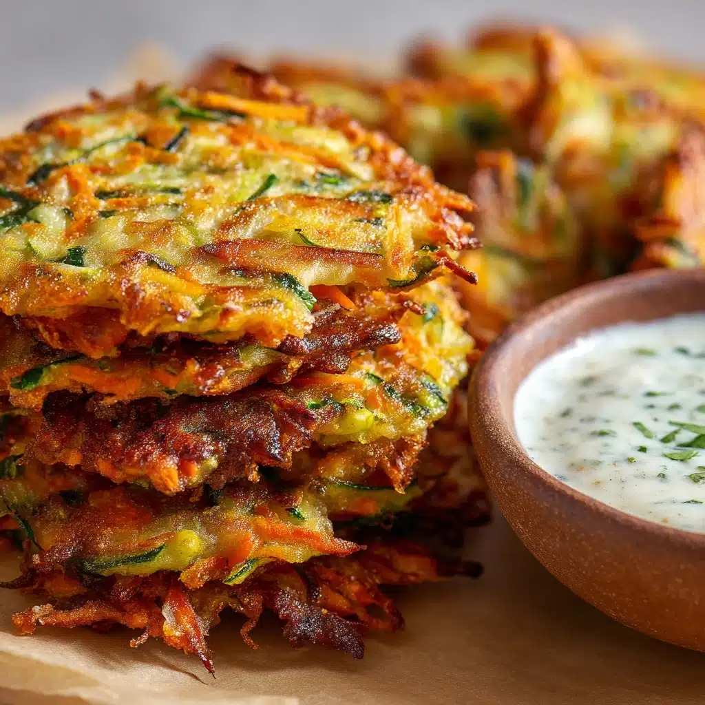 Crispy Vegetable Fritters with Creamy Garlic Tzatziki Recipe - Recipe Image