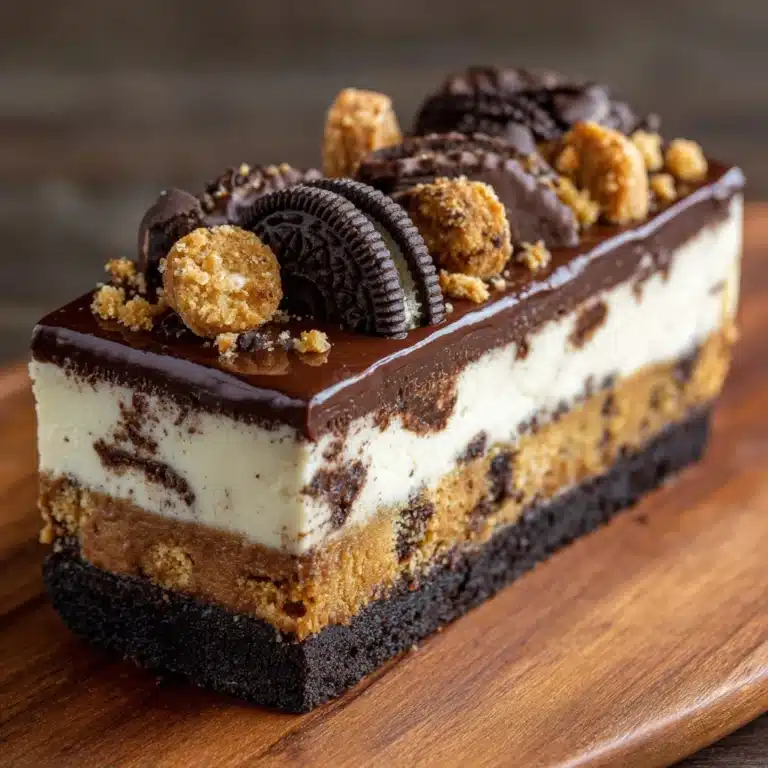 Brownie Layered Cookie Dough Cheesecake Recipe