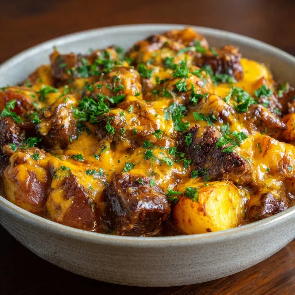 Slow Cooker Steak and Cheddar Potato Casserole Recipe - Recipe Image