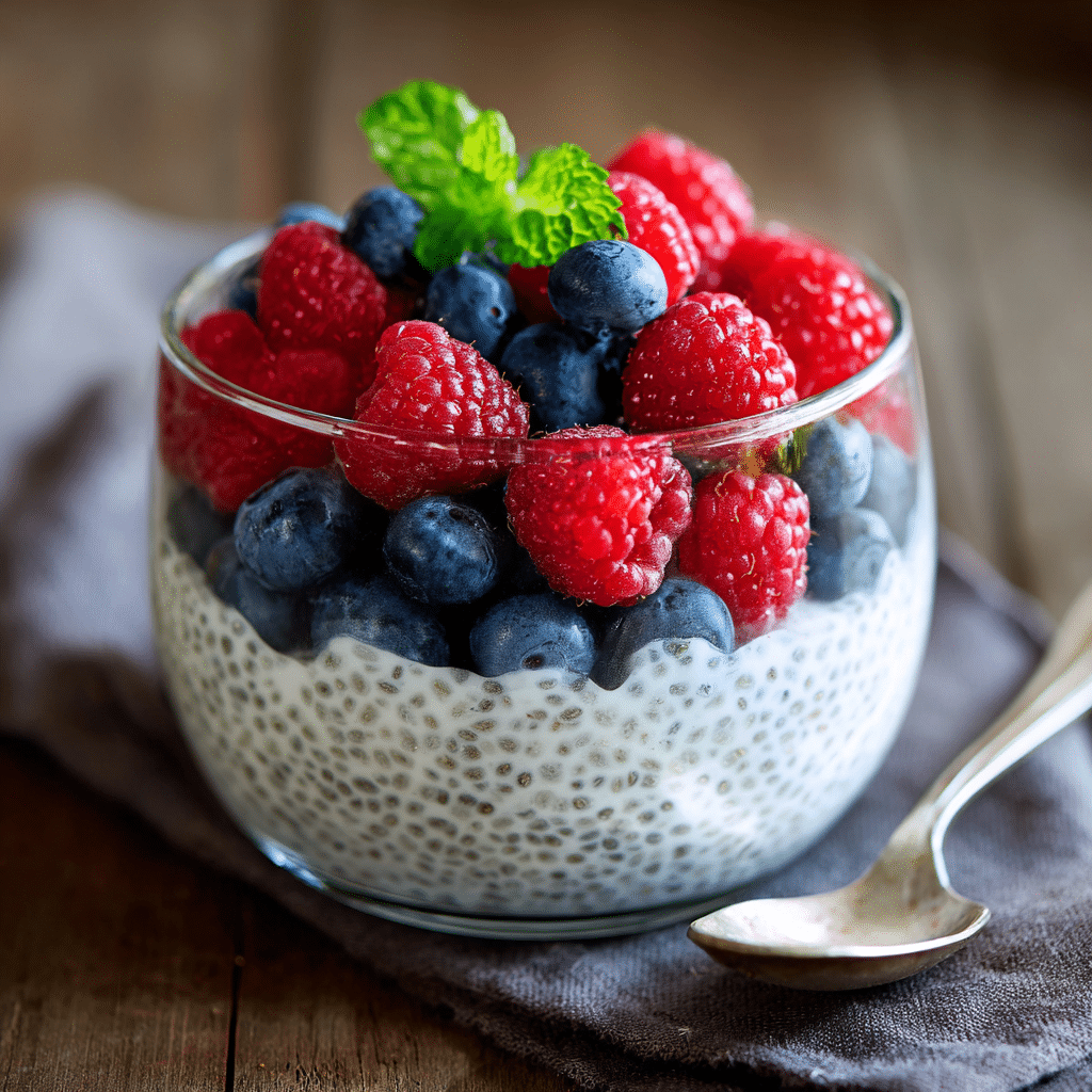 **Chia Seed Pudding with Coconut Milk and Berries** Recipe