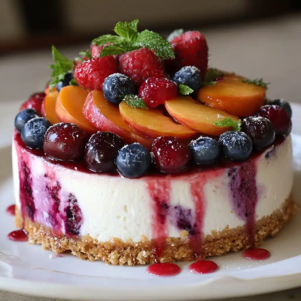 Summer Berry and Peach Cheesecake Recipe - Recipe Image