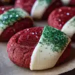 Red Velvet Shortbread Cookies Dipped in White Chocolate Recipe