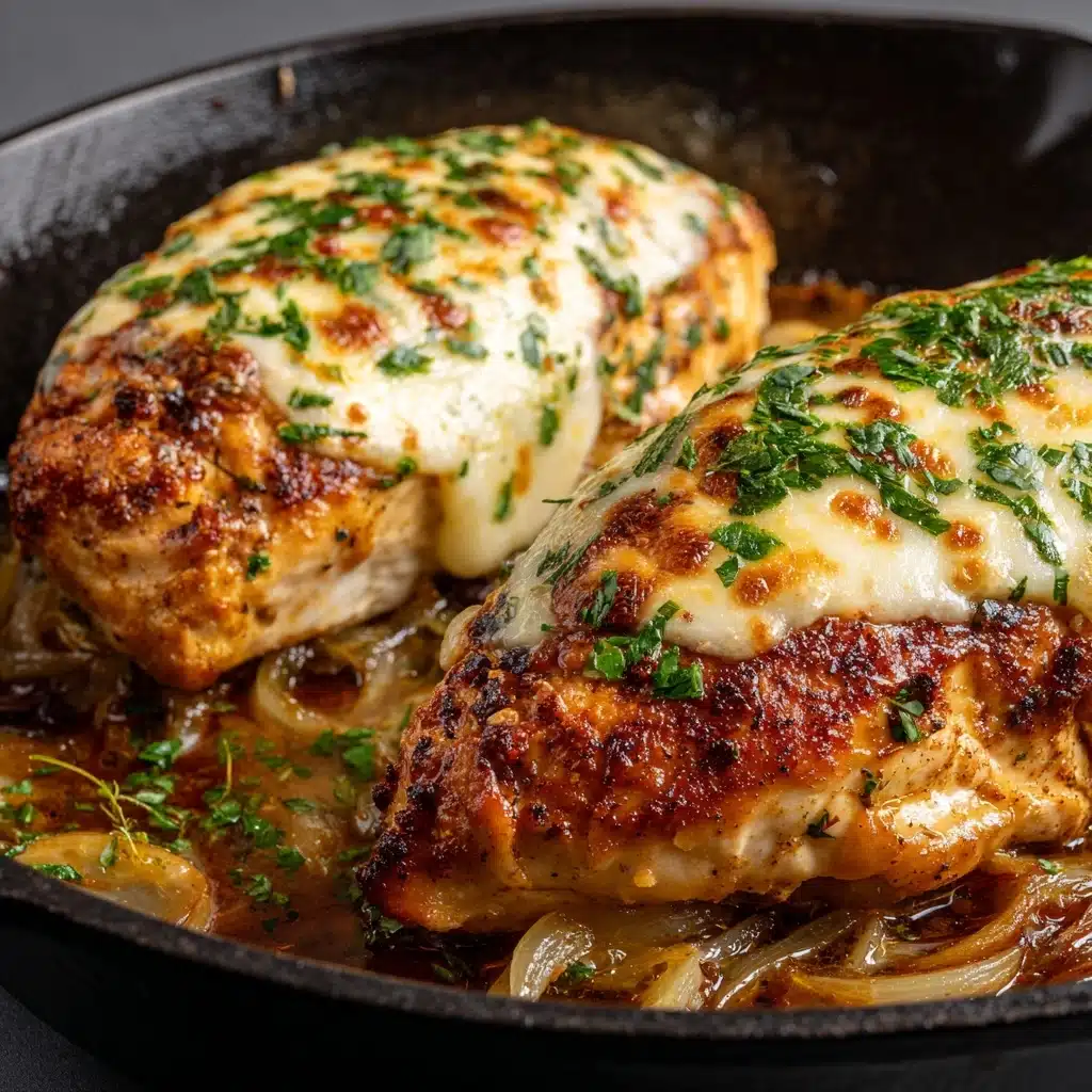 Easy One Pan French Onion Stuffed Chicken Recipe - Recipe Image
