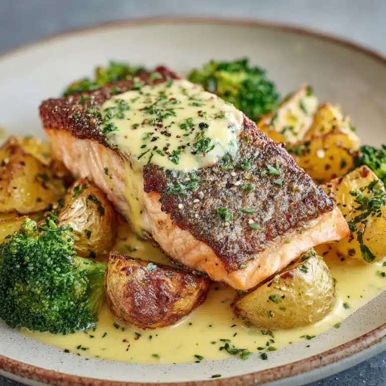 Lemon Butter Salmon with Crispy Potatoes and Broccoli Recipe