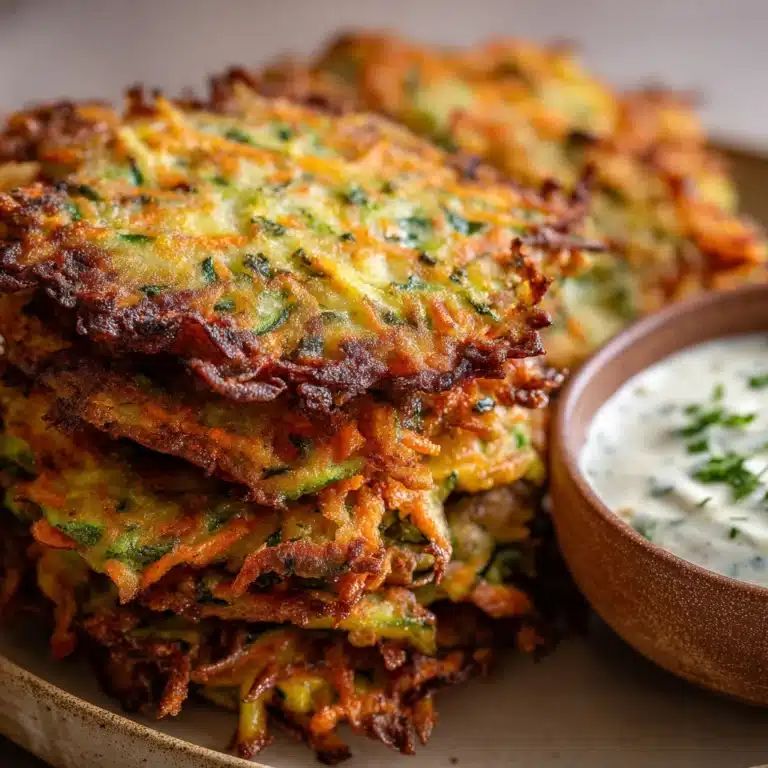 Crispy Vegetable Fritters with Creamy Garlic Tzatziki Recipe
