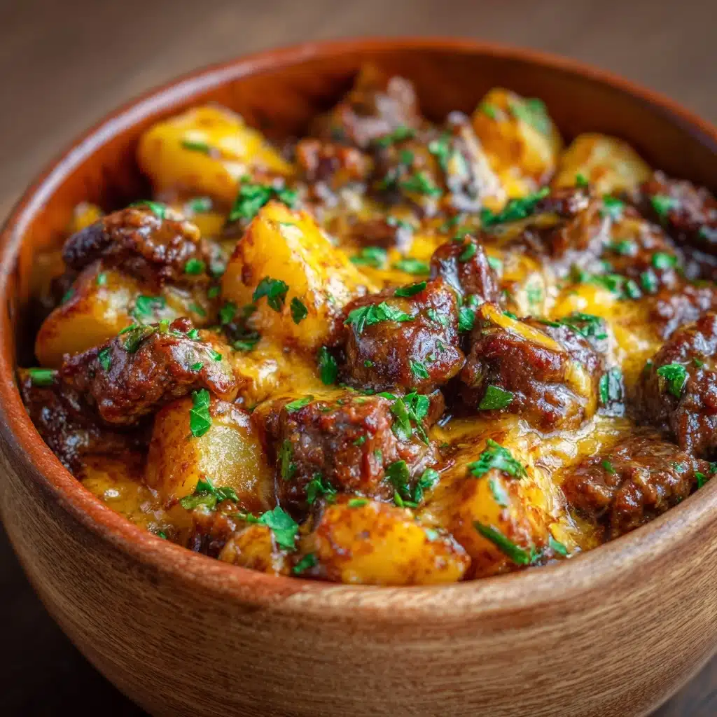 Slow Cooker Steak and Cheddar Potato Casserole Recipe - Recipe Image
