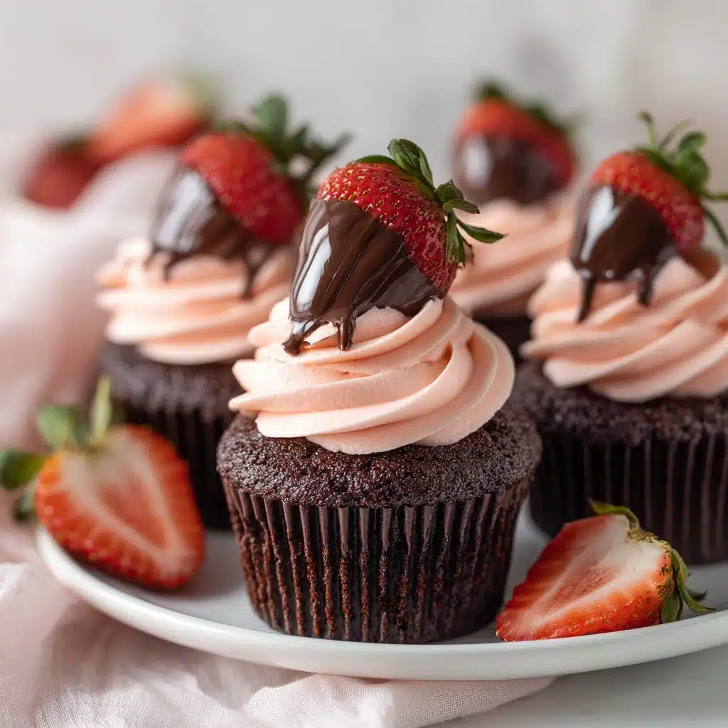 Chocolate Covered Strawberry Cupcakes Recipe - Recipe Image