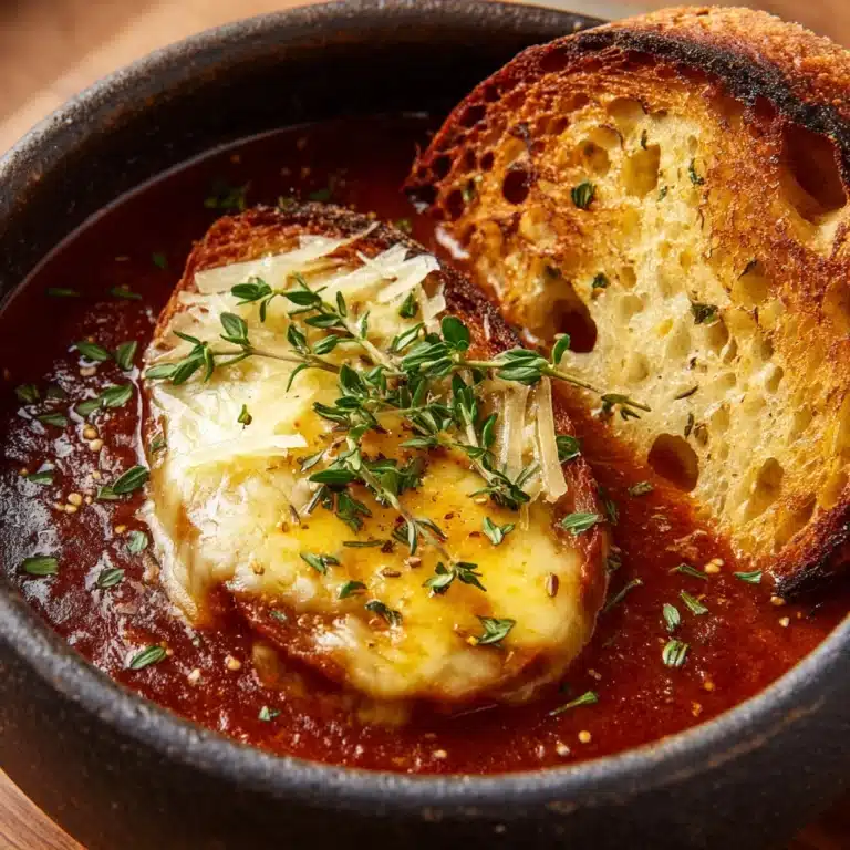 Tomato Soup with Cheese and Onion Toast Recipe