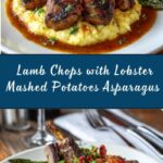 Lamb Chops Over Lobster Mashed Potatoes with Asparagus Recipe