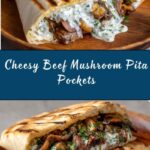 Cheesy Beef and Mushroom Pita Pockets with Tzatziki Sauce Recipe