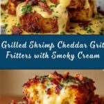 Grilled Shrimp and Cheddar Grit Fritters with Smoky Cream Recipe
