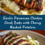 Garlic Parmesan Chicken & Steak Bake with Cheesy Loaded Mashed Potatoes Recipe