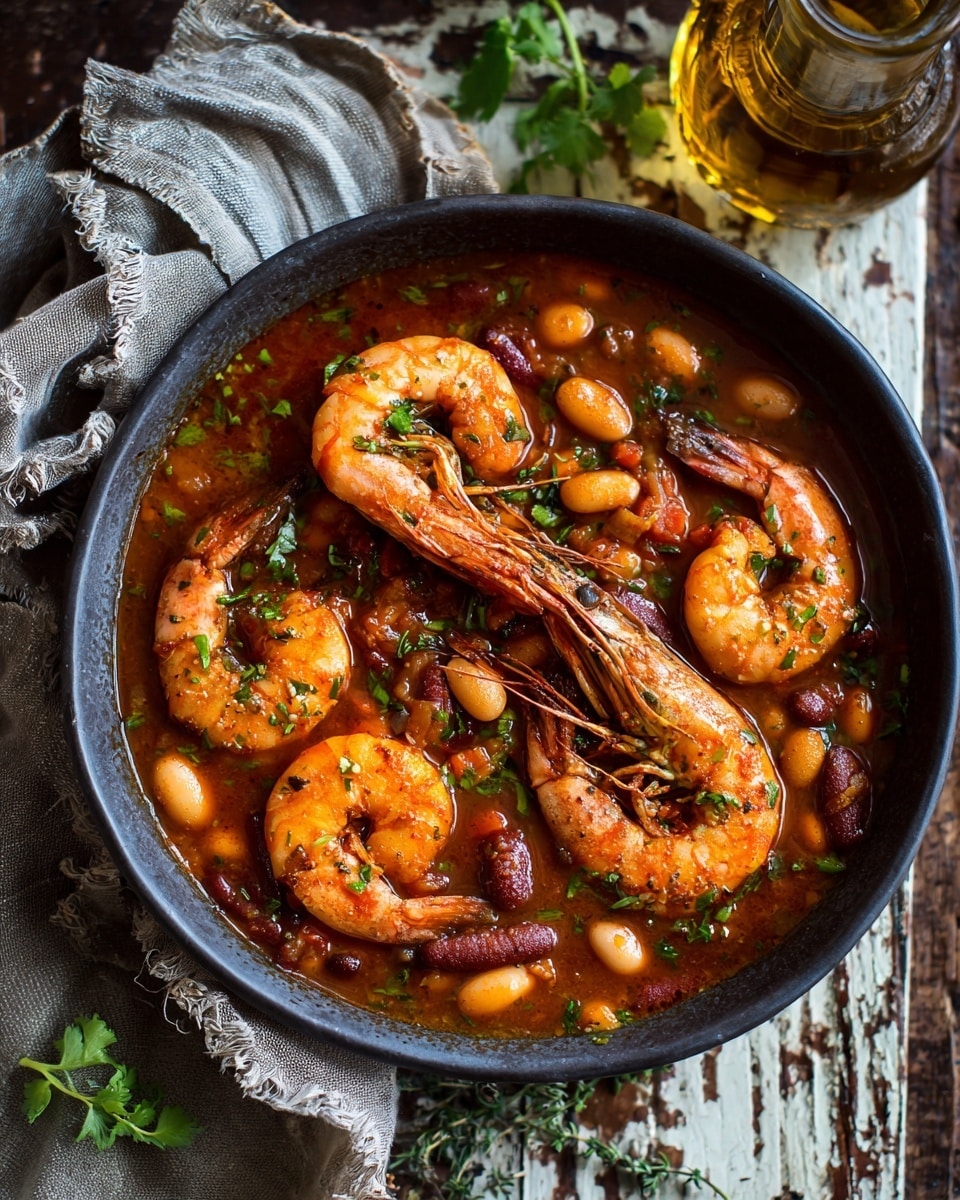 Shrimp and White Beans Skillet with Garlic and Spinach Recipe - Recipe Image